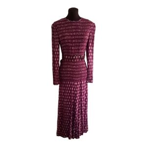 Vintage 70's Oscar de La Renta Boutique Dress Purple Gold METALLIC
